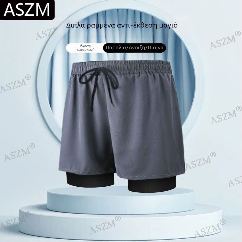 Ανδρικά μαγιό παραλίας με κορδόνι - διπλό εσωτερικό ύφασμα, 95% πολυεστέρας, μικροελαστικότητα, αποτρέπει αμηχανίες