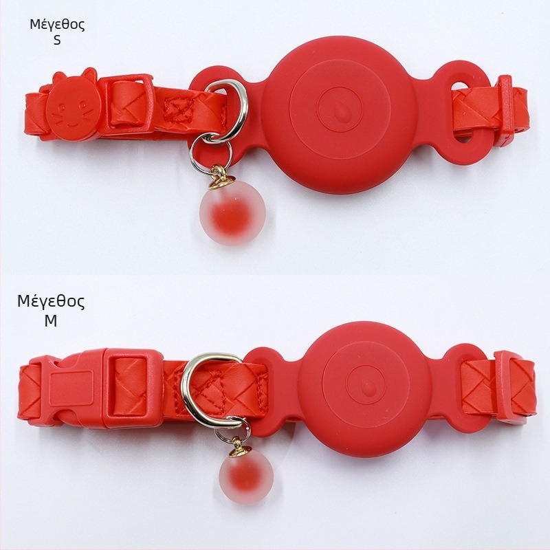 Θήκη εντοπισμού AirTag για λαιμό κατοικιδίου - αδιάβροχο κάλυμμα σιλικόνης, ύφαντη PU δέρμα, ιχνηλάτηση γάτας, αποφυγή απώλειας