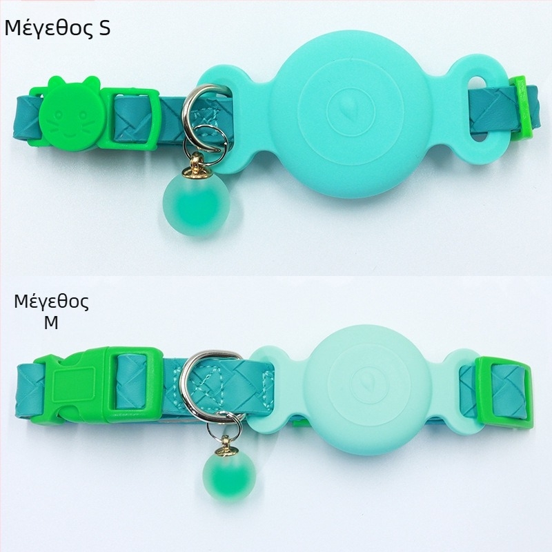 Θήκη εντοπισμού AirTag για λαιμό κατοικιδίου - αδιάβροχο κάλυμμα σιλικόνης, ύφαντη PU δέρμα, ιχνηλάτηση γάτας, αποφυγή απώλειας