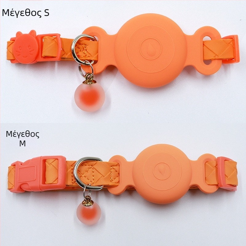 Θήκη εντοπισμού AirTag για λαιμό κατοικιδίου - αδιάβροχο κάλυμμα σιλικόνης, ύφαντη PU δέρμα, ιχνηλάτηση γάτας, αποφυγή απώλειας