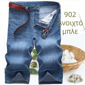 Ανδρικά τζιν σορτς, χαλαρή γραμμή, μέση μεσαία, 90% βαμβάκι, υψηλή ελαστικότητα, καλοκαίρι