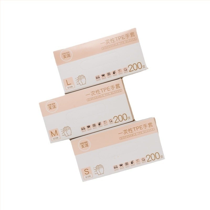 Γάντια TPE μίας χρήσης, φιλικά προς τα τρόφιμα, αδιάβροχα, αντιολισθητικά, διαφανή, λεπτά 0,05–0,1 mm (για catering, κουζίνα, μαγείρεμα και οικιακή χρήση)