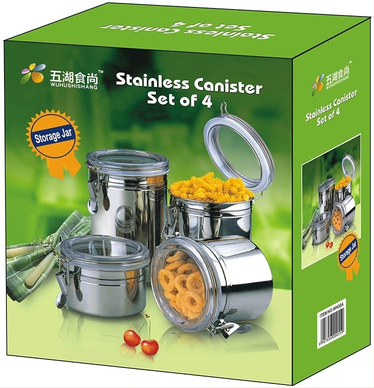 Ανοξείδωτο αεροστεγές δοχείο αποθήκευσης, στρογγυλό σχήμα, χωρητικότητα 1–2 L, με εκτυπωμένο λογότυπο