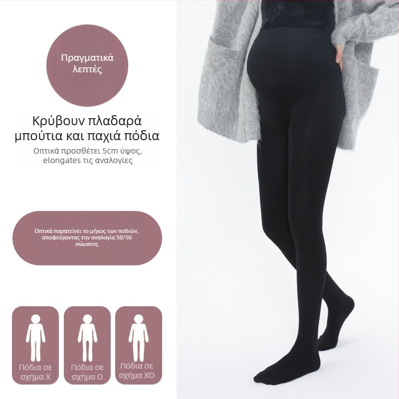 Κάλτσες εγκύων με υδατικό γυάλισμα και υφή κυψελοειδούς, μεσαίο πάχος, νάιλον 95%+, μακριές, στήριξη κοιλιάς, καλοκαίρι–χειμώνας