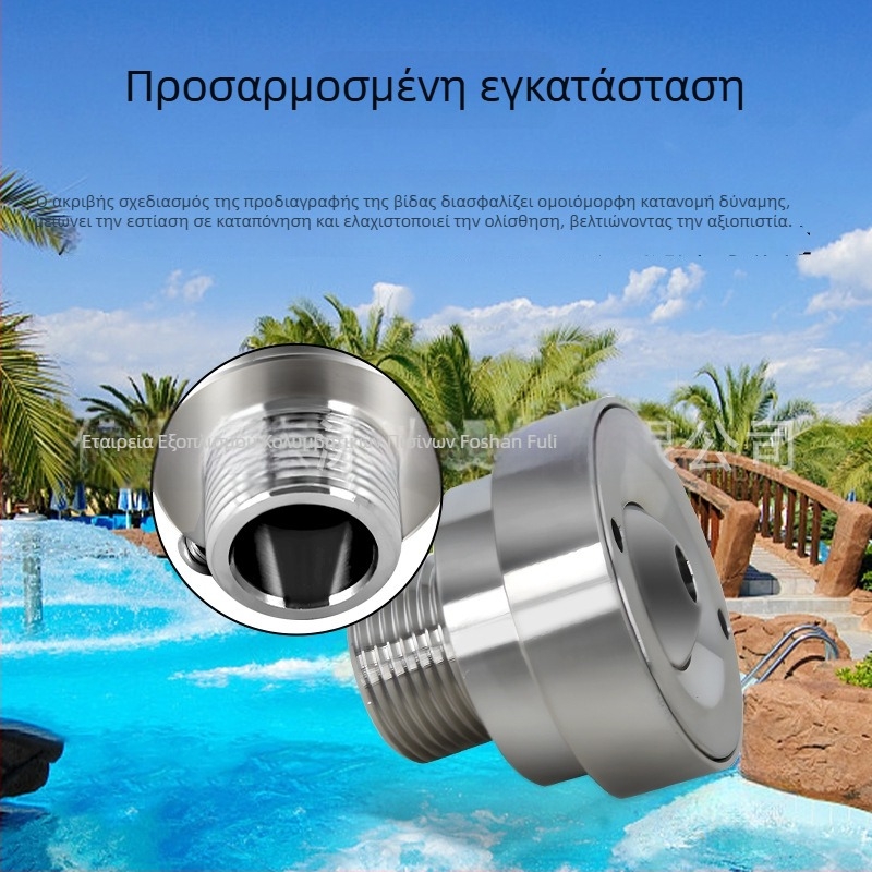 Ανοξείδωτο ακροφύσιο eyeball jet για πισίνες και φοντάν — άμεσος ψεκασμός, διακοσμητικό υδάτινο εφέ