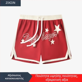 Ανδρικά αθλητικά σορτς με δίχτυ, γρήγορο στέγνωμα, διαπνοή, 100% πολυεστέρας, άνετη φαρδιά γραμμή, κατάλληλα για τρέξιμο, γυμναστήριο και μπάσκετ.