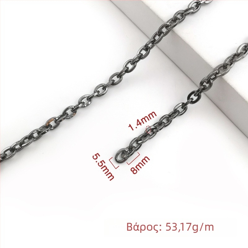 Διακοσμητική αλυσίδα από σίδηρο, ηλεκτροπλατιωμένη, Jin Ming, 800 καθαρότητα αργύρου, ορθογώνιο ή ωοειδές σχήμα