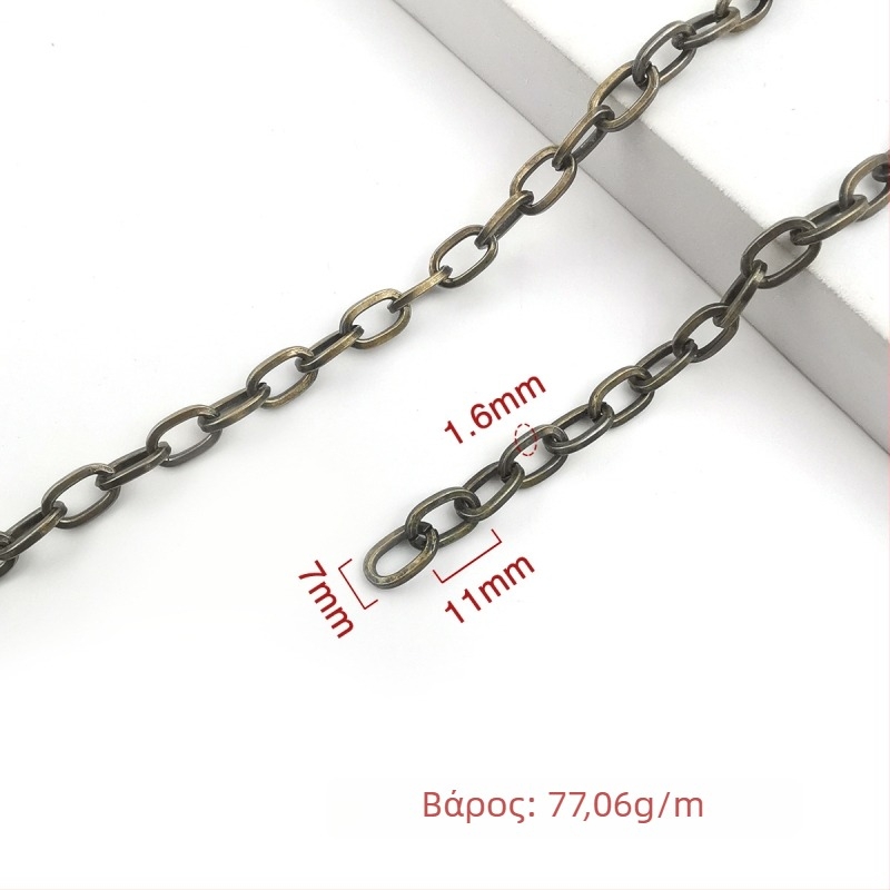 Διακοσμητική αλυσίδα από σίδηρο, ηλεκτροπλατιωμένη, Jin Ming, 800 καθαρότητα αργύρου, ορθογώνιο ή ωοειδές σχήμα