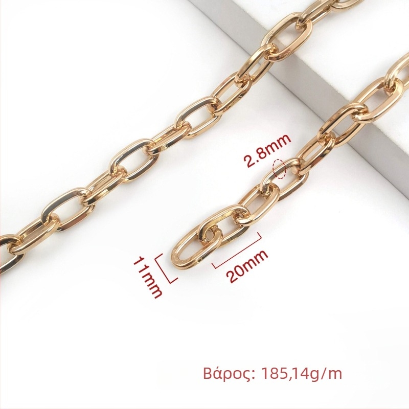 Διακοσμητική αλυσίδα από σίδηρο, ηλεκτροπλατιωμένη, Jin Ming, 800 καθαρότητα αργύρου, ορθογώνιο ή ωοειδές σχήμα