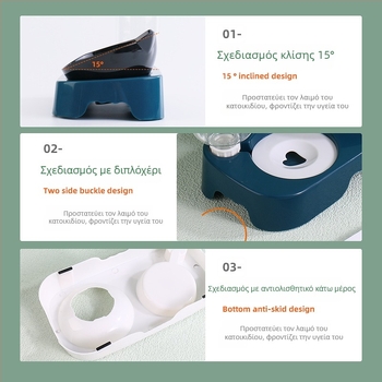 Αυτόματος διανομέας νερού και τροφής για γάτες και σκύλους; μπολ με προστασία στον λαιμό από διαρροές; ABS υλικό; Ολοκληρωμένο σετ αυτόματης ταΐστρας; Βάρος ~250 g; Μάρκα Taiguang; Συσκευασία: βάση + μπολ 50 τεμ./κουτί; φιάλη ποτίσματος 200 τεμ./κουτί