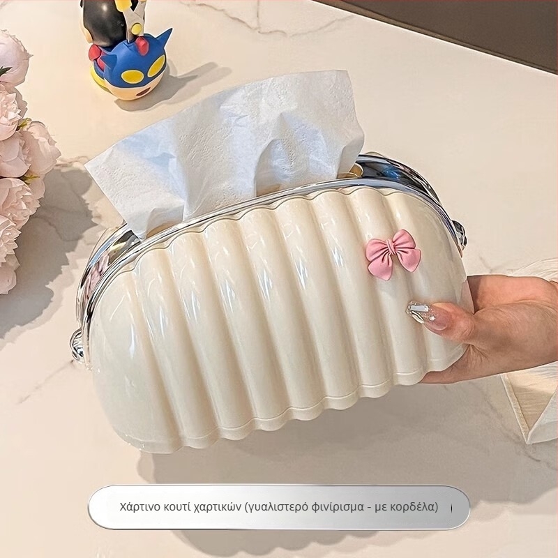 Κουτί χαρτοπετσετών με σχέδιο κοχυλιού σε cream απόχρωση, ελαφρύς πολυτελής στυλ (Αδιάβροχο; Αφαιρούμενο ρολό χαρτιού; 1 τεμάχιο)