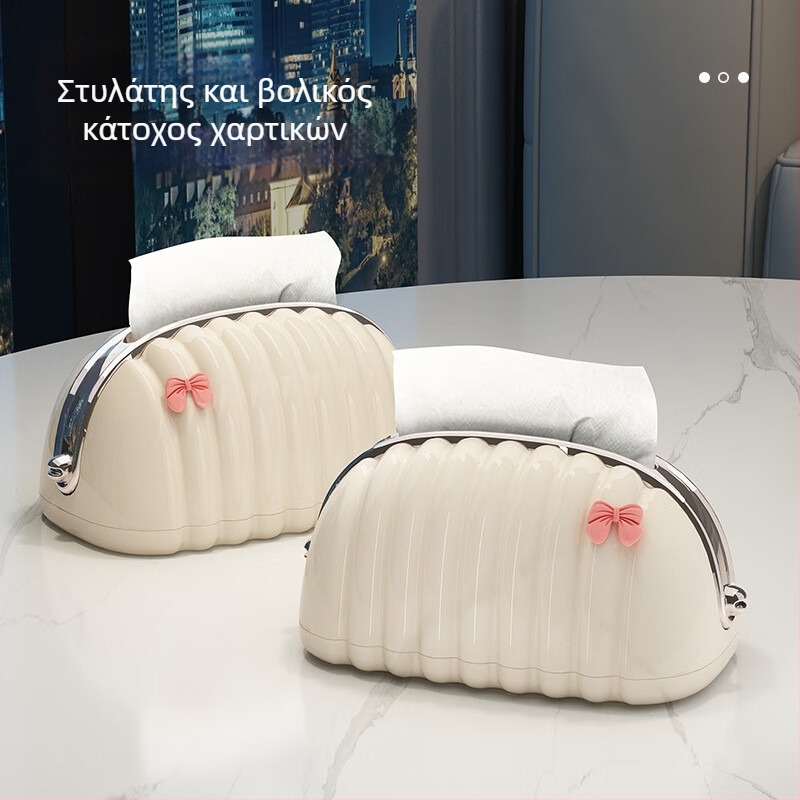 Κουτί χαρτοπετσετών με σχέδιο κοχυλιού σε cream απόχρωση, ελαφρύς πολυτελής στυλ (Αδιάβροχο; Αφαιρούμενο ρολό χαρτιού; 1 τεμάχιο)