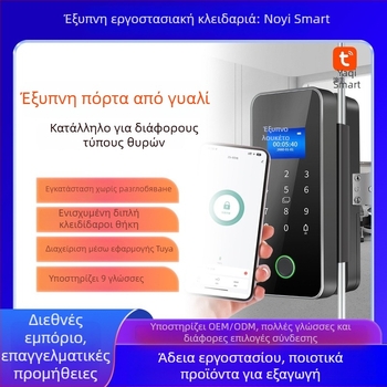 Έξυπνο κλείδωμα πόρτας για γυάλινη πόρτα με αποτύπωμα – χωρίς πλαίσιο, χωρίς διάτρηση, έλεγχος μέσω εφαρμογής, κλειδαριά γραφείου με κωδικό, μοντέλο AL01