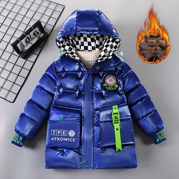 Παιδικό μπουφάν με κουκούλα, παχύτερο γέμισμα από φτερωτό βαμβάκι για τον χειμώνα, casual στυλ, κύριος υλικό: πολυεστέρας