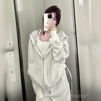 Ζακέτα-καρντάγκιν με κουκούλα και φερμουάρ, διπλής όψεως εκτύπωση, ρόμβο μοτίβο