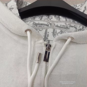 Ζακέτα-καρντάγκιν με κουκούλα και φερμουάρ, διπλής όψεως εκτύπωση, ρόμβο μοτίβο