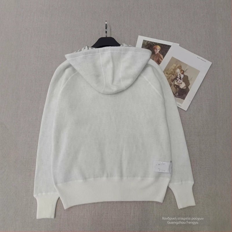 Ζακέτα-καρντάγκιν με κουκούλα και φερμουάρ, διπλής όψεως εκτύπωση, ρόμβο μοτίβο