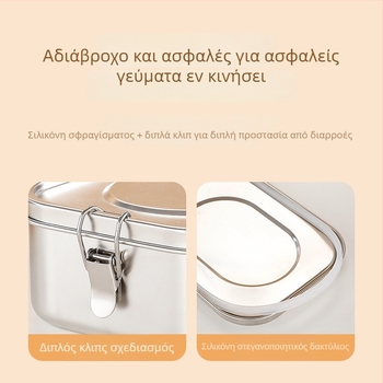 Δοχείο μεσημεριανού από 304 ανοξείδωτο χάλυβα, ορθογώνιο, μονοστρώσιο, 800–1000 ml (Υλικό: 304 ανοξείδωτος χάλυβας; Χωρητικότητα: 800–1000 ml; Σχήμα: Ορθογώνιο; Στρώση: Μονή)