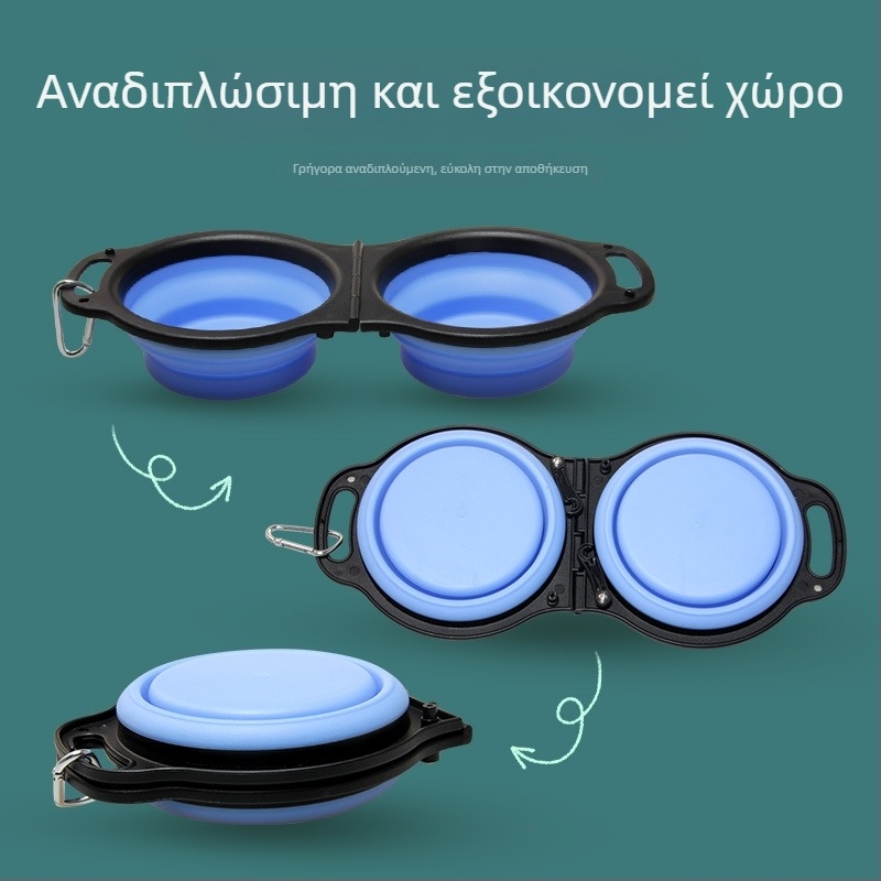 Πτυσσόμενη λεκάνη κατοικίδιων — φορητή διπλής χρήσης για νερό και φαγητό, υλικό PP+TPE, μάρκα TINGHAO, συσκευασία 300 τεμάχια