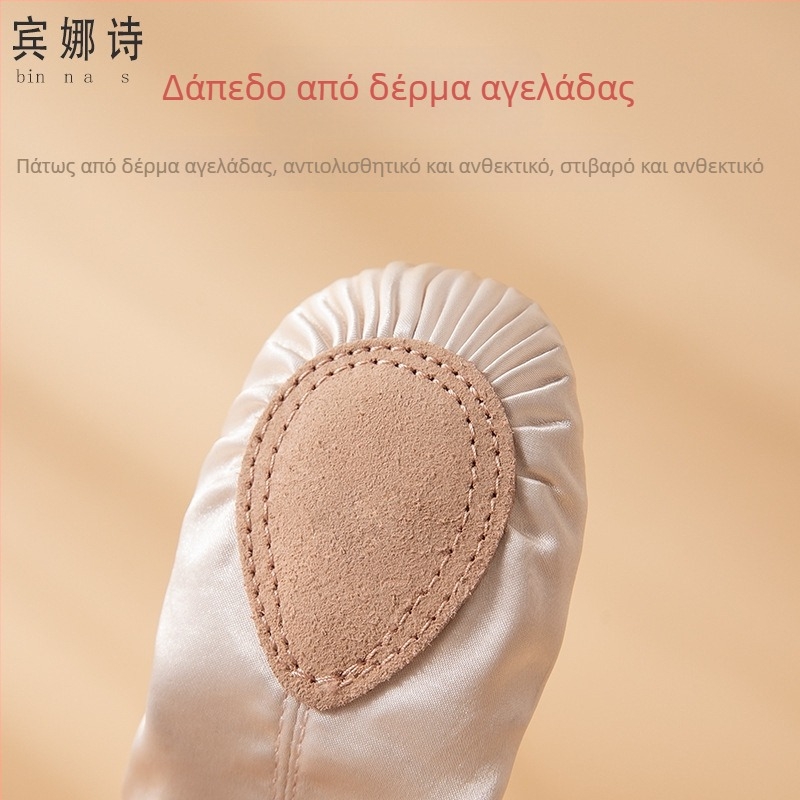 Speed Angel Παιδικά Μαλακά Μπαλέτ Παπούτσια χωρίς κορδόνια, μεταξωτό πάνω μέρος, εθνικού στυλ, για πρακτικό χορό, ηλικίες 3–8 ετών
