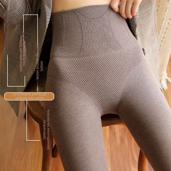 Γυναικείο βαμβακερό κολάν με ψηλή μέση για σμίλευση κοιλιάς, μεσαίας πυκνότητας, μονόχρωμο