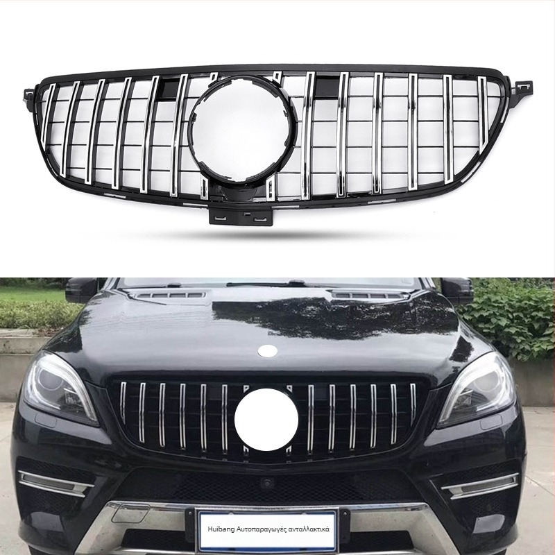 Εμπρός μάσκα Mercedes-Benz GLE-Class W166/W292, GT στιλ με κάθετες ράβδους, κεντρική μάσκα, ABS πλαστικό, 2016-2019