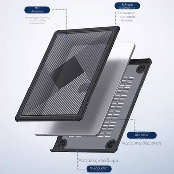 Θήκη προστασίας MacBook Pro 14, PC+TPU, με έγχυση, NOVEL, συμβατή με A2442/A2779/A2918/A2992