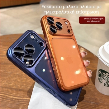 Διάφανη ματ θήκη σιλικόνης με ηλεκτροπλατιωμένη επιφάνεια για iPhone 17 Pro / Pro Max, με ενσωματωμένο φιλμ προστασίας φακού