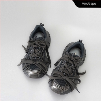 Unisex dad shoes με δικτυωτό επάνω μέρος, με κορδόνια, χαμηλό ύψος, στρογγυλή μύτη, καουτσούκ σόλα, ρετρό στυλ, άνοιξη 2025