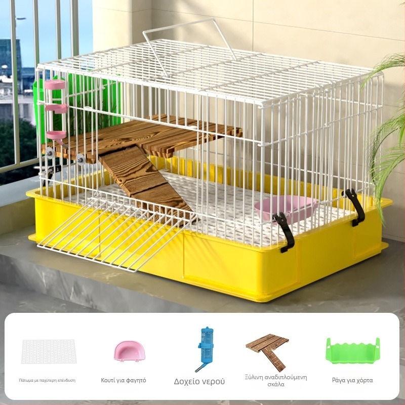 Ξύλινο κλουβί για κουνέλους για οικιακή χρήση, πολυτελής σχεδιασμός, αντι-ούρηση, φωλιά κατοικίδιων