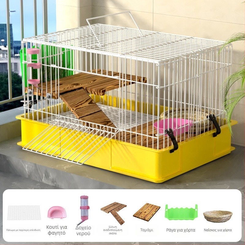 Ξύλινο κλουβί για κουνέλους για οικιακή χρήση, πολυτελής σχεδιασμός, αντι-ούρηση, φωλιά κατοικίδιων