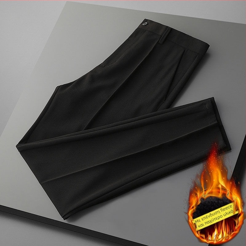 Ανδρικά επίσημα παντελόνια – Slim Fit, ίσια γραμμή, Πολυεστέρας 90% συνθετικό μείγμα, ήπια ελαστικότητα, άνοιξη και φθινόπωρο, επιχειρηματικό στυλ