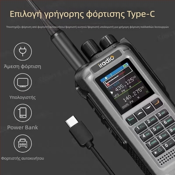 Aidio UV99 φορητό ραδιόφωνο, 15W ισχύς, ζεύξη συχνοτήτων με ένα άγγιγμα, για οδικές μετακινήσεις και εξωτερικές δραστηριότητες, αεροπορικής ποιότητας