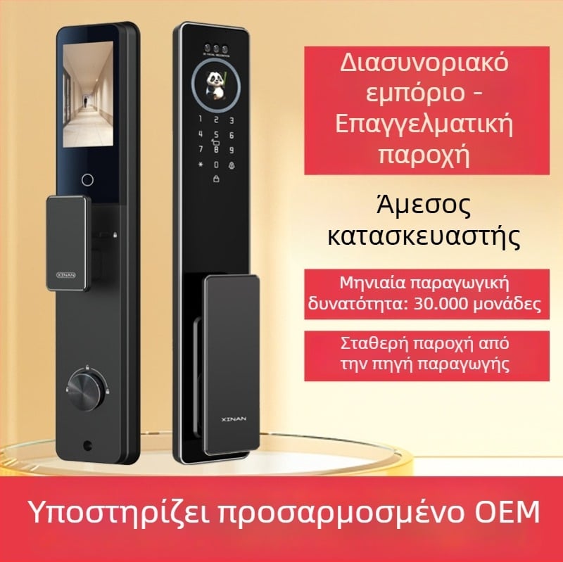Έξυπνο κλειδί πόρτας με ορατή οθόνη, παλαμιαία φλέβα και αποτύπωμα, απομακρυσμένο WiFi ξεκλείδωμα, ψηφιακός κωδικός πρόσβασης, αποθήκευση 30 αποτυπωμάτων