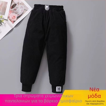 Παντελόνια κοριτσιών με επένδυση φλίς, χοντρά βαμβακερά παντελόνια με τριπλό quilted για ζεστασιά, καθημερινά αθλητικά για χειμερινές συνθήκες