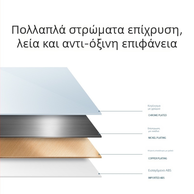 Βάση ντους για τοίχο με ABS και επίχωση χρωμίου; Μοντέλο: βάση τοίχου με τρεις οπές; Εγκατάσταση: τύπος 1; Θερμοκρασία λειτουργίας: 0–100°C; Ονομαστική πίεση: 1 bar