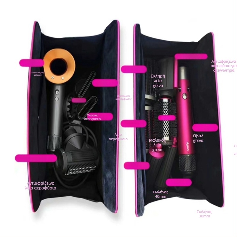 Dyson Velvet Bag – Ταξιδιωτική βελούδινη τσάντα χειρός για αποθήκευση πιστολάκι μαλλιών και εργαλείων περιποίησης μαλλιών
