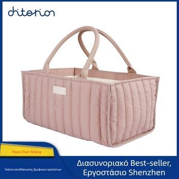 Chunya Textile Τσάντα αποθήκευσης πανών μωρού, βαμβακερή, φορητή, με μεγάλη χωρητικότητα, ροζ, με πολλαπλά διαμερίσματα