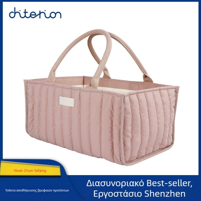 Chunya Textile Τσάντα αποθήκευσης πανών μωρού, βαμβακερή, φορητή, με μεγάλη χωρητικότητα, ροζ, με πολλαπλά διαμερίσματα