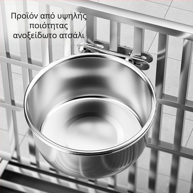 Κρεμαστό μπολ σίτισης κατοικίδιων από ανοξείδωτο ατσάλι, αντιδιαρροικό σχέδιο, για σκύλους και γάτες, μοντέλο 3143