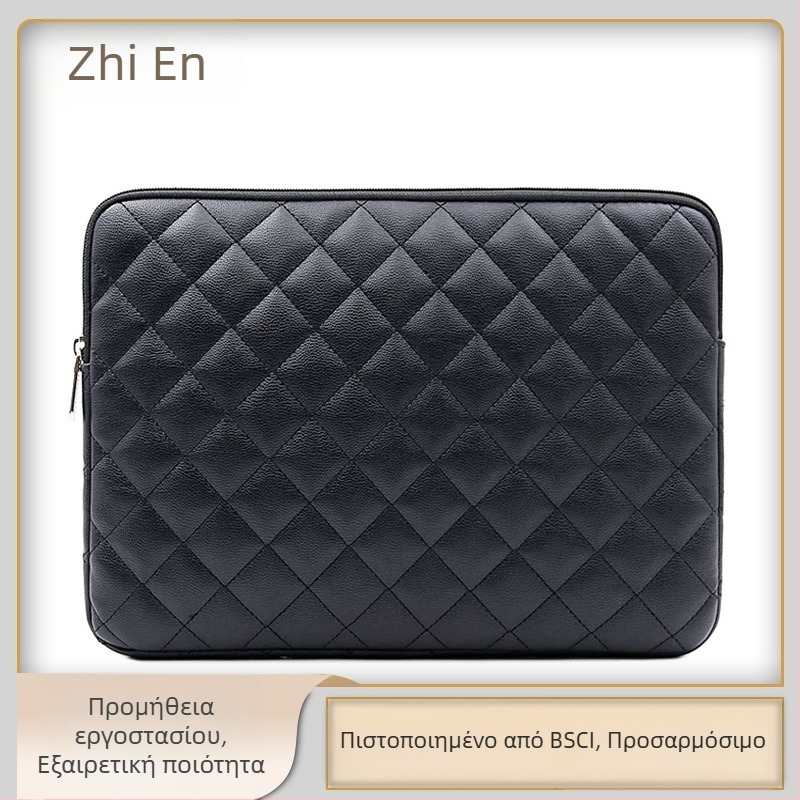 Τσάντα από PU δέρμα για φορητό υπολογιστή και tablet, καπιτονέ σχέδιο με κέντημα, με εσωτερική επένδυση (Υλικό: PU δέρμα; Περίοδος: Άνοιξη 2023; Φύλο: Ουδέτερο; Λειτουργία: Άλλο)