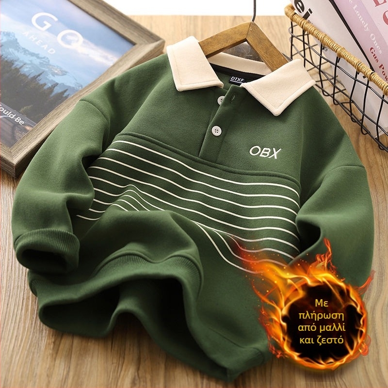 Παιδικό φλιζέ φούτερ με μακριά μανίκια, βαμβακερό ύφασμα, για τον χειμώνα