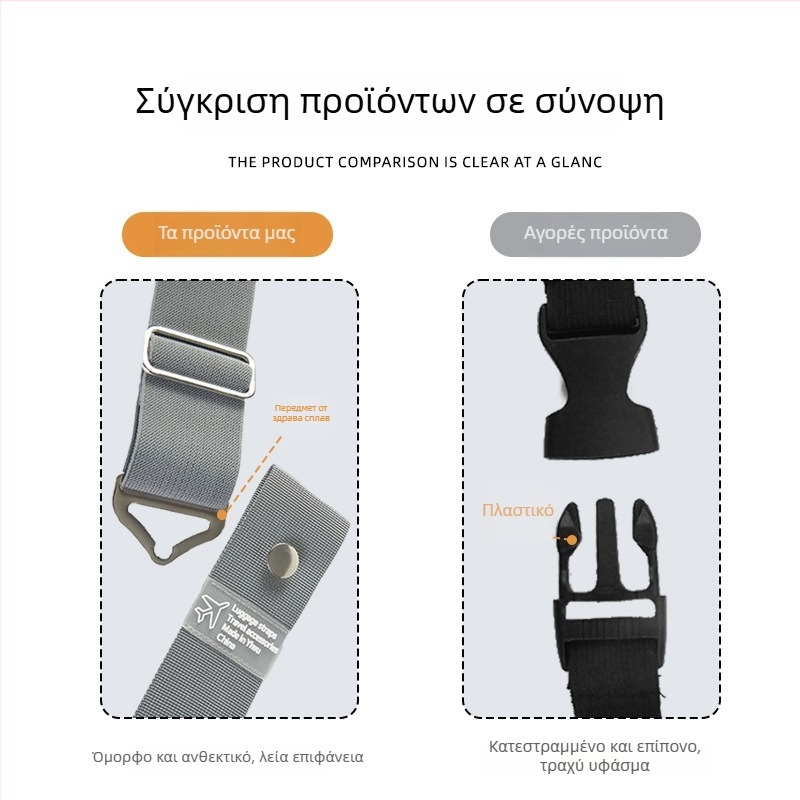 Λουρί αποσκευών με μεταλλικό τρίγωνο κούμπωμα, ελαστικός διασταυρούμενος ιμάντας, πολυεστέρας, αντι-κλοπή και επεκτάσιμο