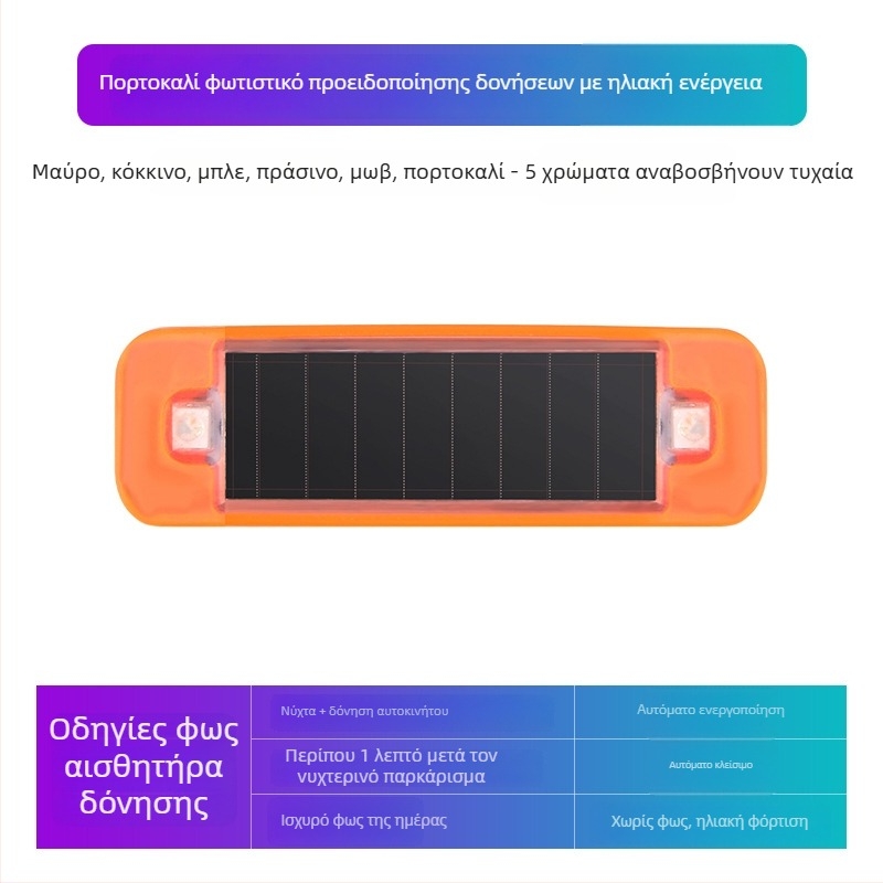 Αυτοκινητικό ηλιακό προειδοποιητικό LED φως, εγκατάσταση χωρίς καλώδια, Deep Steam μάρκα, γενική συμβατότητα, LED φως διακοσμητικό με εφέ αναπνοής