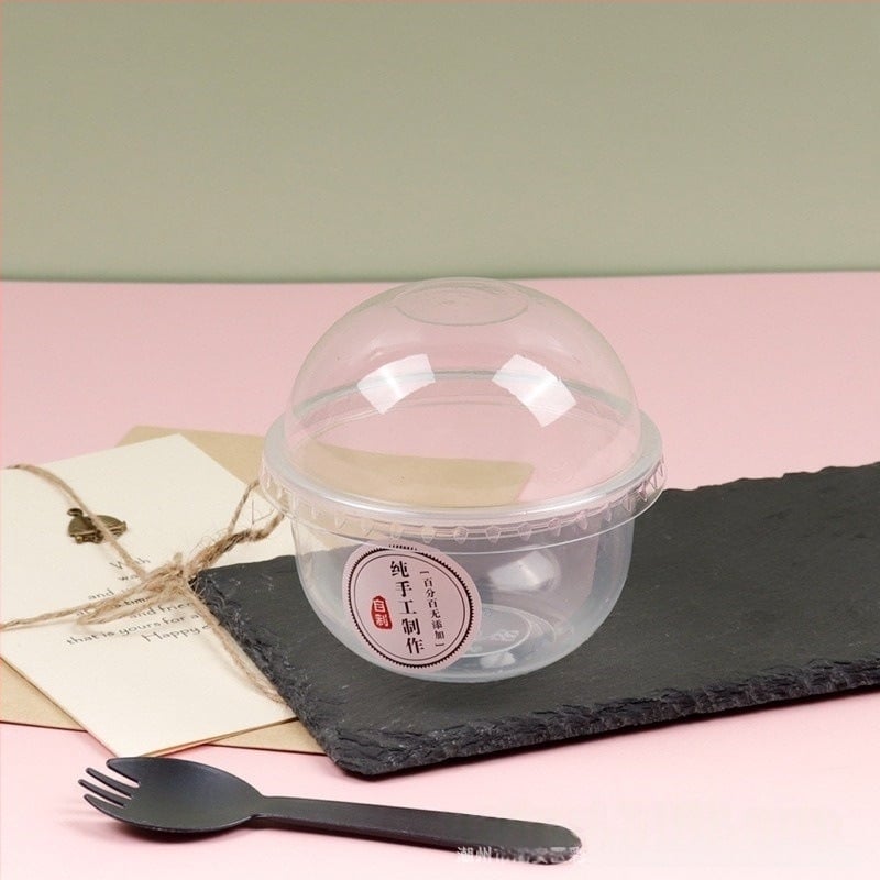 Bobo Cup πλαστικό ποτήρι PET με καπάκι, πιρούνι και κουτάλι, πακέτο αυτοκόλλητων, δυνατότητα εκτύπωσης λογοτύπου