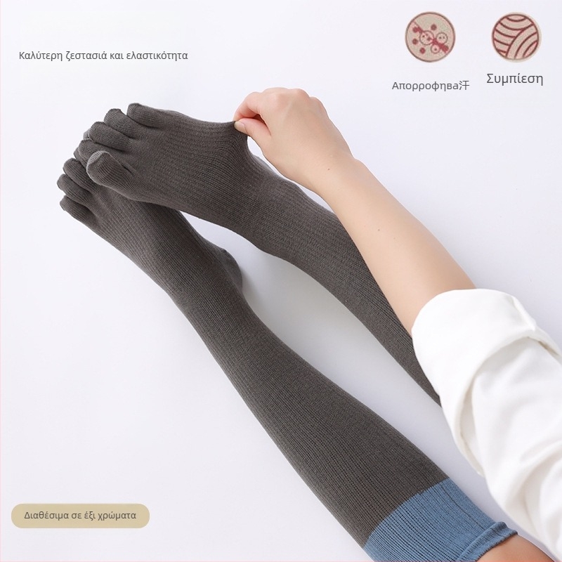 Γυναικείες κάλτσες με πέντε δάχτυλα μέχρι τη γάμπα — βαμβακερές, απορροφούν τον ιδρώτα, διαπνέουσες, χωρίς ραφές στα δάκτυλα, 70–80% βαμβάκι, ανάλαφρο καθημερινό στυλ