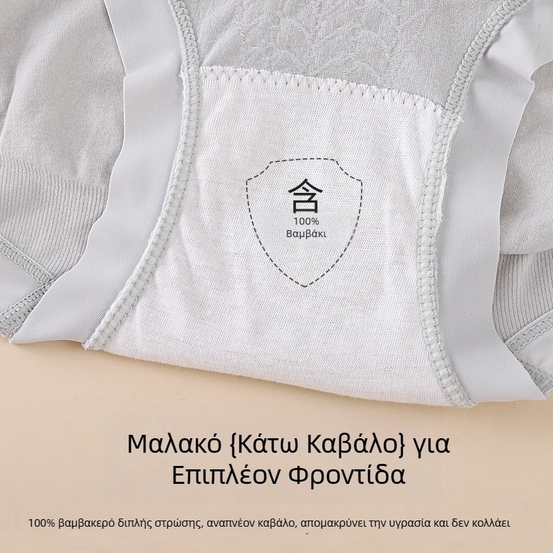 Γυναικείο εσώρουχο χωρίς ραφή με ψηλή μέση, αντιβακτηριακό βαμβακερό ύφασμα, φιλικό προς το δέρμα, διαπνέον, πλήρες κάλυμμα, αίσθηση γυμνού