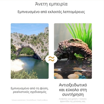 Πλατφόρμα ηλιοθεραπείας χελώνας με επιπλέον νησί – ρητίνη διακόσμησης για ενυδρείο, διακόσμηση ξηρού τοπίου, βελτίωση χωρικής αντίληψης