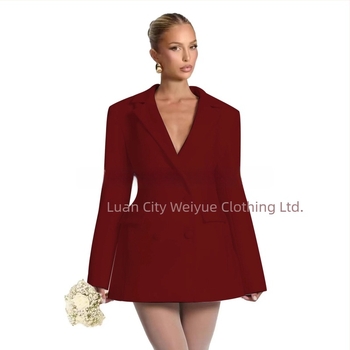 Γυναικείο blazer στενής γραμμής με V-λαιμό, μονό κουμπί, πολυεστέρας, μακριά μανίκια