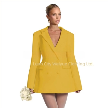 Γυναικείο blazer στενής γραμμής με V-λαιμό, μονό κουμπί, πολυεστέρας, μακριά μανίκια